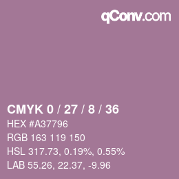 カラーコード: CMYK 0 / 27 / 8 / 36 | qconv.com