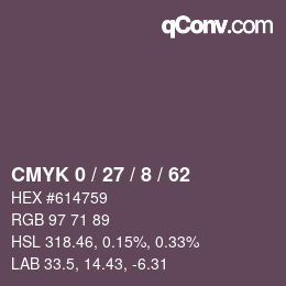 カラーコード: CMYK 0 / 27 / 8 / 62 | qconv.com