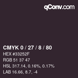 カラーコード: CMYK 0 / 27 / 8 / 80 | qconv.com