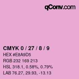 カラーコード: CMYK 0 / 27 / 8 / 9 | qconv.com