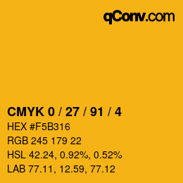 Color code: CMYK 0 / 27 / 91 / 4 | qconv.com