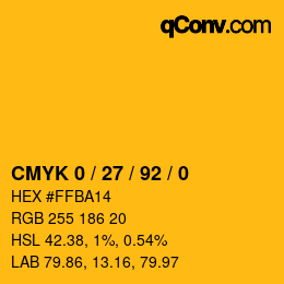 カラーコード: CMYK 0 / 27 / 92 / 0 | qconv.com