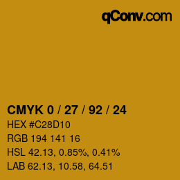 Color code: CMYK 0 / 27 / 92 / 24 | qconv.com