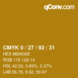 カラーコード: CMYK 0 / 27 / 92 / 31 | qconv.com