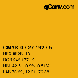 カラーコード: CMYK 0 / 27 / 92 / 5 | qconv.com