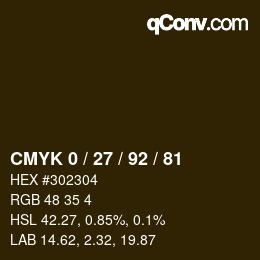カラーコード: CMYK 0 / 27 / 92 / 81 | qconv.com
