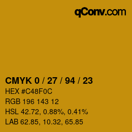 カラーコード: CMYK 0 / 27 / 94 / 23 | qconv.com