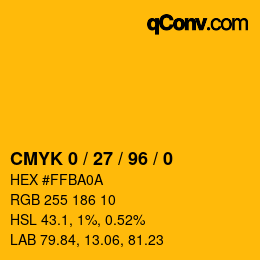 カラーコード: CMYK 0 / 27 / 96 / 0 | qconv.com