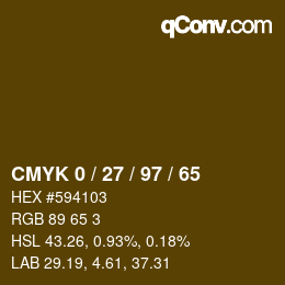 カラーコード: CMYK 0 / 27 / 97 / 65 | qconv.com