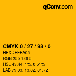 カラーコード: CMYK 0 / 27 / 98 / 0 | qconv.com