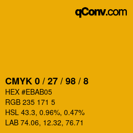 カラーコード: CMYK 0 / 27 / 98 / 8 | qconv.com
