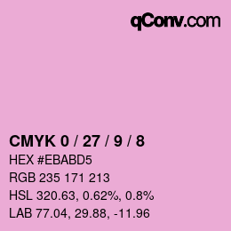 カラーコード: CMYK 0 / 27 / 9 / 8 | qconv.com