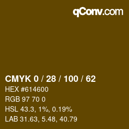 Color code: CMYK 0 / 28 / 100 / 62 | qconv.com