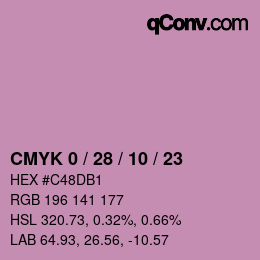 カラーコード: CMYK 0 / 28 / 10 / 23 | qconv.com