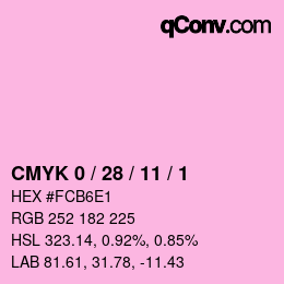 カラーコード: CMYK 0 / 28 / 11 / 1 | qconv.com