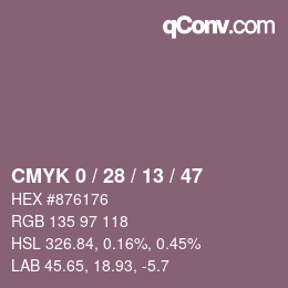 カラーコード: CMYK 0 / 28 / 13 / 47 | qconv.com