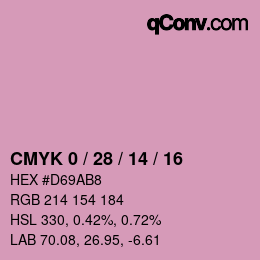 カラーコード: CMYK 0 / 28 / 14 / 16 | qconv.com