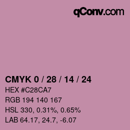 カラーコード: CMYK 0 / 28 / 14 / 24 | qconv.com