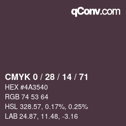Color code: CMYK 0 / 28 / 14 / 71 | qconv.com