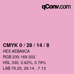カラーコード: CMYK 0 / 28 / 14 / 8 | qconv.com