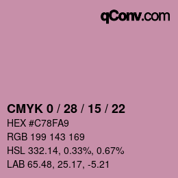 Color code: CMYK 0 / 28 / 15 / 22 | qconv.com