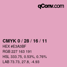 カラーコード: CMYK 0 / 28 / 16 / 11 | qconv.com