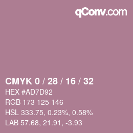 Farbcode: CMYK 0 / 28 / 16 / 32 | qconv.com