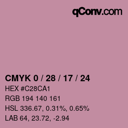 カラーコード: CMYK 0 / 28 / 17 / 24 | qconv.com