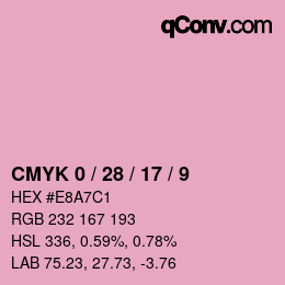 カラーコード: CMYK 0 / 28 / 17 / 9 | qconv.com