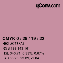 Farbcode: CMYK 0 / 28 / 19 / 22 | qconv.com