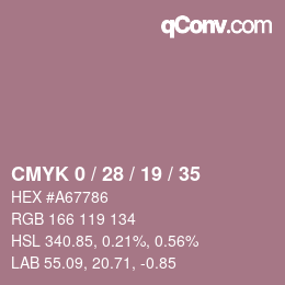 カラーコード: CMYK 0 / 28 / 19 / 35 | qconv.com