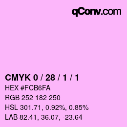 カラーコード: CMYK 0 / 28 / 1 / 1 | qconv.com