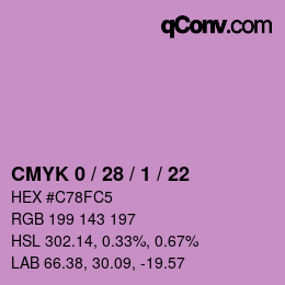 カラーコード: CMYK 0 / 28 / 1 / 22 | qconv.com