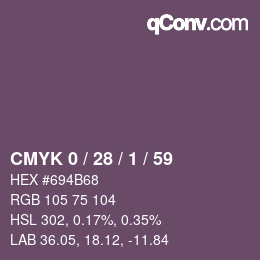 カラーコード: CMYK 0 / 28 / 1 / 59 | qconv.com