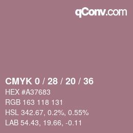 Farbcode: CMYK 0 / 28 / 20 / 36 | qconv.com