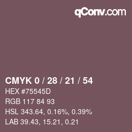 Farbcode: CMYK 0 / 28 / 21 / 54 | qconv.com
