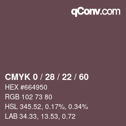 カラーコード: CMYK 0 / 28 / 22 / 60 | qconv.com