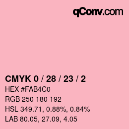 カラーコード: CMYK 0 / 28 / 23 / 2 | qconv.com