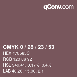 Farbcode: CMYK 0 / 28 / 23 / 53 | qconv.com