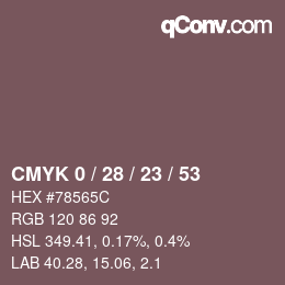 Color code: CMYK 0 / 28 / 23 / 53 | qconv.com