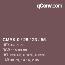 カラーコード: CMYK 0 / 28 / 23 / 55 | qconv.com