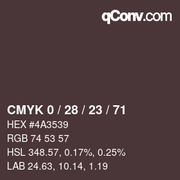 Color code: CMYK 0 / 28 / 23 / 71 | qconv.com