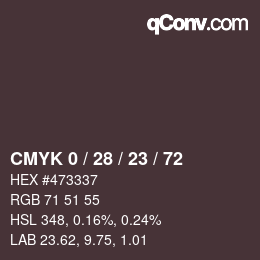 カラーコード: CMYK 0 / 28 / 23 / 72 | qconv.com