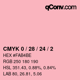 カラーコード: CMYK 0 / 28 / 24 / 2 | qconv.com