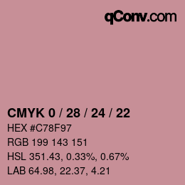 Color code: CMYK 0 / 28 / 24 / 22 | qconv.com