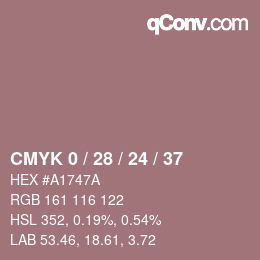 Farbcode: CMYK 0 / 28 / 24 / 37 | qconv.com