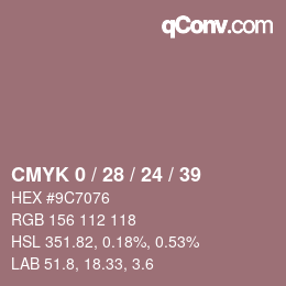 カラーコード: CMYK 0 / 28 / 24 / 39 | qconv.com