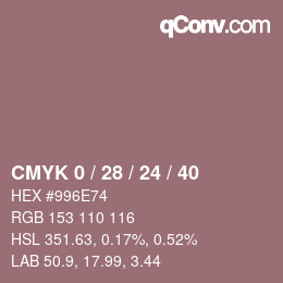 カラーコード: CMYK 0 / 28 / 24 / 40 | qconv.com