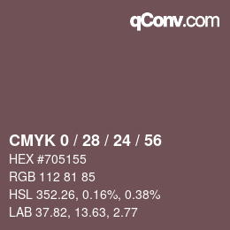 カラーコード: CMYK 0 / 28 / 24 / 56 | qconv.com