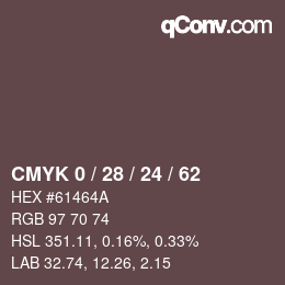 Color code: CMYK 0 / 28 / 24 / 62 | qconv.com